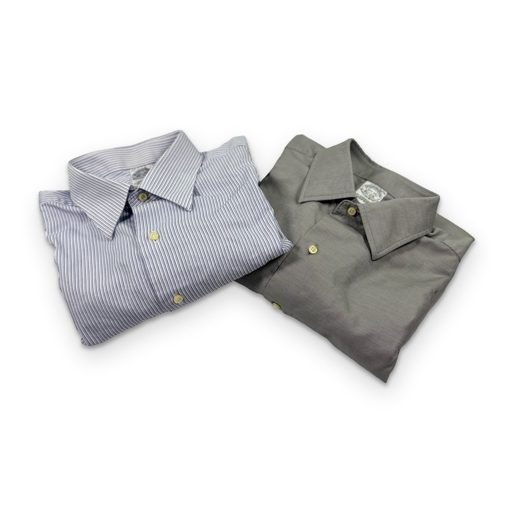 2x Brooks Brothers Makers & Merchants Egyptian Cotton Shirts 16.5x34 Made In USA
